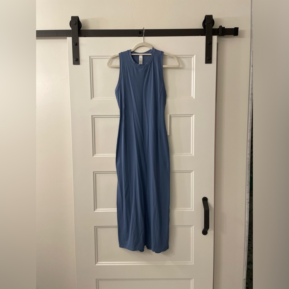 Lululemon All Aligned Oasis Blue ribbed midi dress size 4